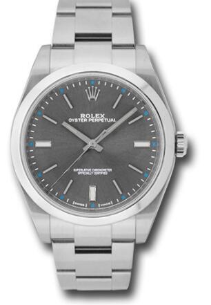 Replica Rolex Steel Oyster Perpetual 39 Watch 114300 Domed Bezel - Dark Rhodium Index Dial